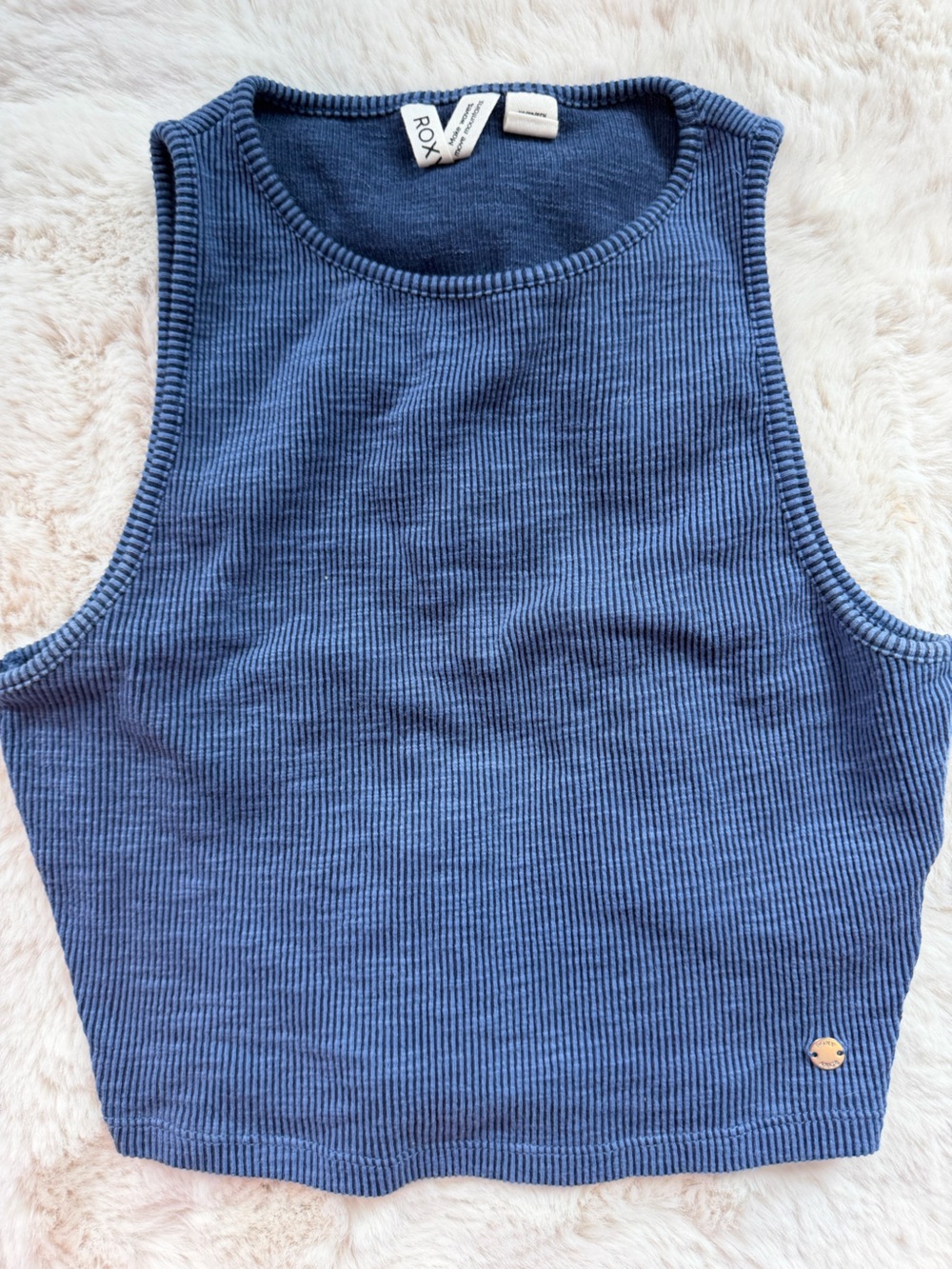 Women's Blue Ribbed crop top - Classic Comfort
